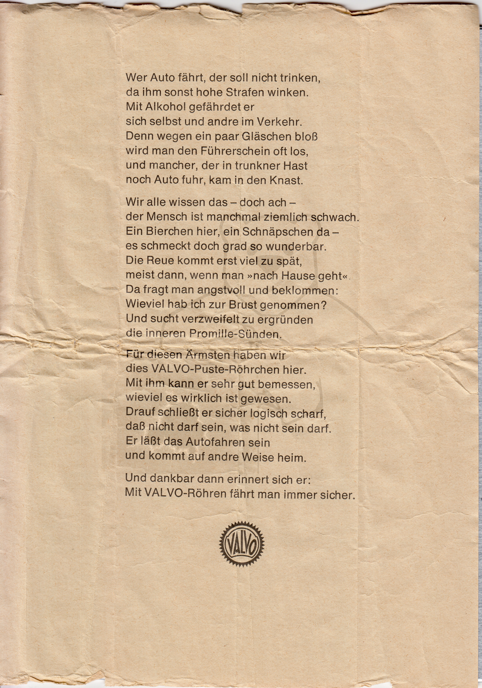 Die Bedienungsanleitung der "Sicherheitsröhre" Seite 1